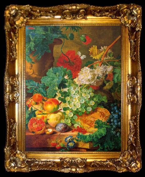 framed  Jan van Huysum Fruit Still Life, ta009-2